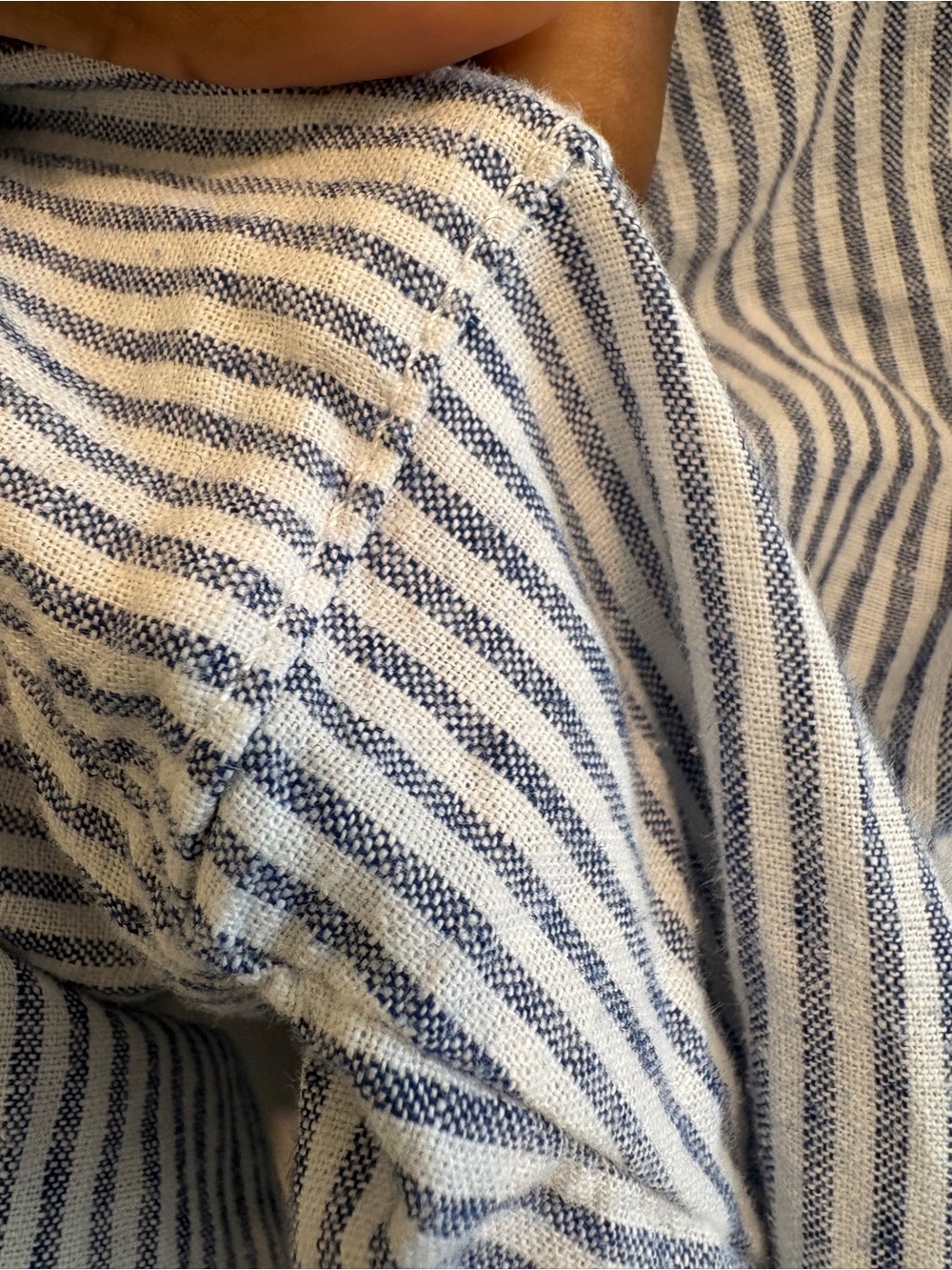 H&M Light Blue Stripe Men's Drawstring Linen Pants - Picture 9 of 10
